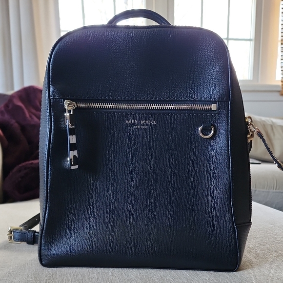 henri bendel Handbags - henri bendel Black Leather Mens Backpack with Silver Hardware